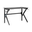 Pemberly Row Contemporary Black Metal Gaming Desk with Cup Holder