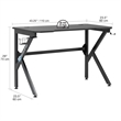 Pemberly Row Contemporary Black Metal Gaming Desk with Cup Holder
