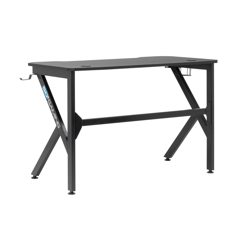 Pemberly Row Contemporary Black Metal Gaming Desk with Cup Holder