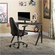 Pemberly Row Contemporary Black Metal Gaming Desk with Cup Holder