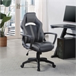 Pemberly Row Gaming Chair in Black Faux Leather with Gray Accents