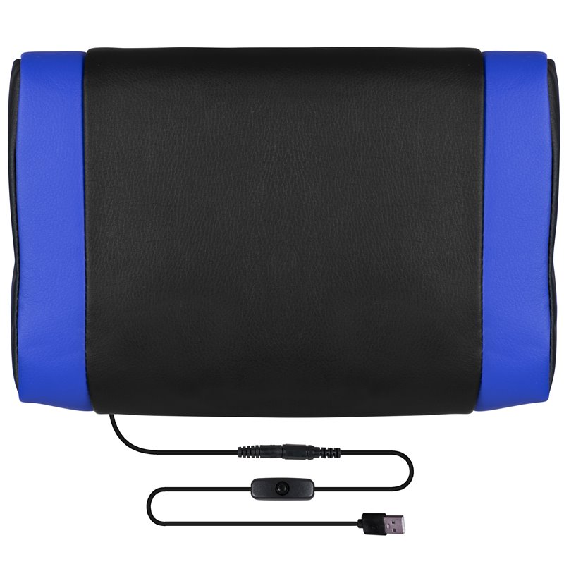 Pemberly Row LeatherSoft Gaming Chair with Recline Back/Arms in Black/Blue