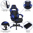 Pemberly Row LeatherSoft Gaming Chair with Recline Back/Arms in Black/Blue