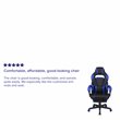 Pemberly Row LeatherSoft Gaming Chair with Recline Back/Arms in Black/Blue