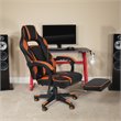 Pemberly Row LeatherSoft Gaming Chair with Recline Back/Arm in Black/Orange
