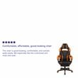 Pemberly Row LeatherSoft Gaming Chair with Recline Back/Arm in Black/Orange