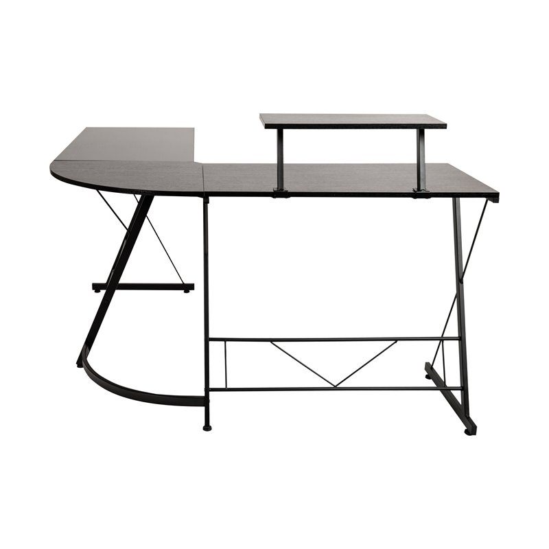 Pemberly Row L-Shaped Steel Metal Computer Gaming Desk in Black