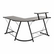 Pemberly Row L-Shaped Steel Metal Computer Gaming Desk in Black