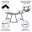 Pemberly Row L-Shaped Steel Metal Computer Gaming Desk in Black