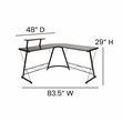 Pemberly Row L-Shaped Steel Metal Computer Gaming Desk in Black