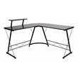 Pemberly Row L-Shaped Steel Metal Computer Gaming Desk in Black