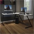 Pemberly Row L-Shaped Steel Metal Computer Gaming Desk in White/Black