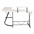 Pemberly Row L-Shaped Steel Metal Computer Gaming Desk in White/Black
