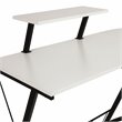 Pemberly Row L-Shaped Steel Metal Computer Gaming Desk in White/Black
