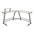 Pemberly Row L-Shaped Steel Metal Computer Gaming Desk in White/Black