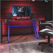 Pemberly Row Engineered Wood and Steel Gaming Ergonomic Desk in Blue