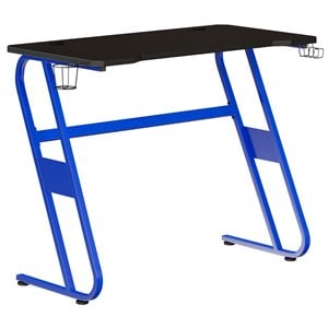 Pemberly Row Engineered Wood and Steel Gaming Ergonomic Desk in Blue