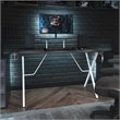 Pemberly Row Metal Gaming Desk with Monitor Stand in Black/White