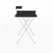 Pemberly Row Metal Gaming Desk with Monitor Stand in Black/White