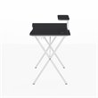 Pemberly Row Metal Gaming Desk with Monitor Stand in Black/White