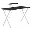 Pemberly Row Metal Gaming Desk with Monitor Stand in Black/White