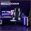 Pemberly Row Faux Leather & Metal Gaming Desk Chair in Black
