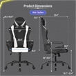 Pemberly Row Faux Leather Gaming Desk Chair in Black and White