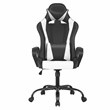 Pemberly Row Faux Leather Gaming Desk Chair in Black and White
