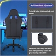 Pemberly Row Faux Leather Gaming Desk Chair in Black and White