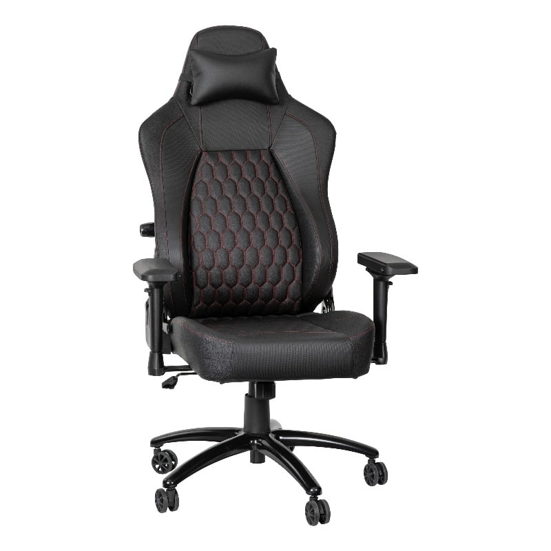 Pemberly Row Ergonomic Faux Leather Gaming Chair in Black/Red