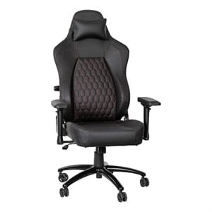 Pemberly Row Ergonomic Faux Leather Gaming Chair in Black/Red