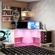 Pemberly Row Engineered Wood Gaming Desk with LED Light in White