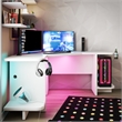 Pemberly Row Engineered Wood Gaming Desk with LED Light in White