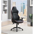 Pemberly Row Modern Chair Black Bonded Leather with Red Accents