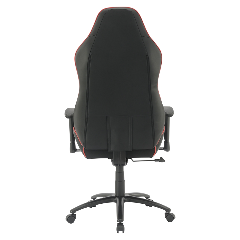 Pemberly Row Modern Chair Black Bonded Leather with Red Accents