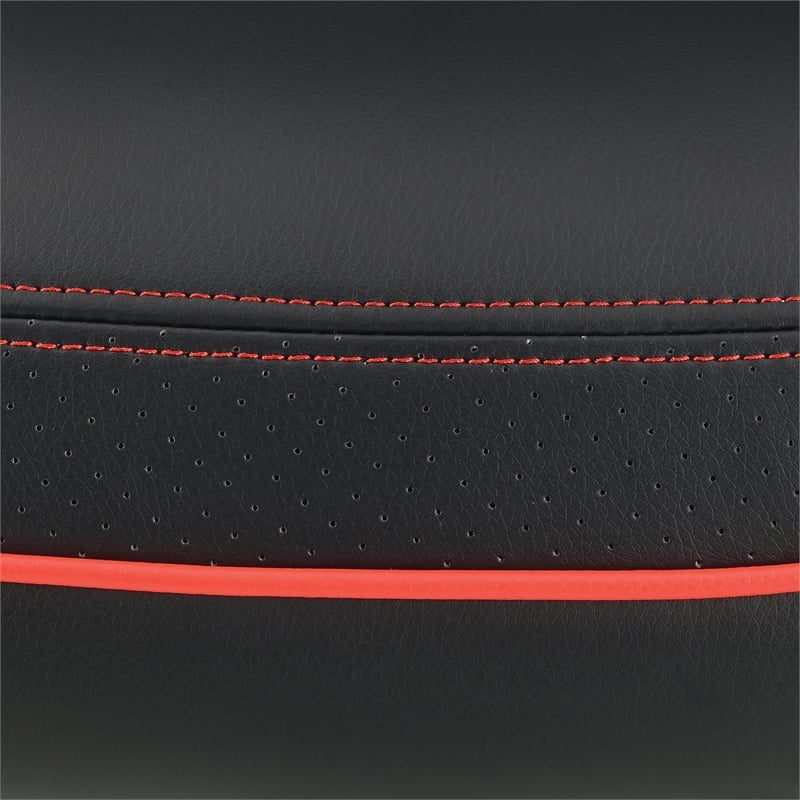 Pemberly Row Modern Chair Black Bonded Leather with Red Accents