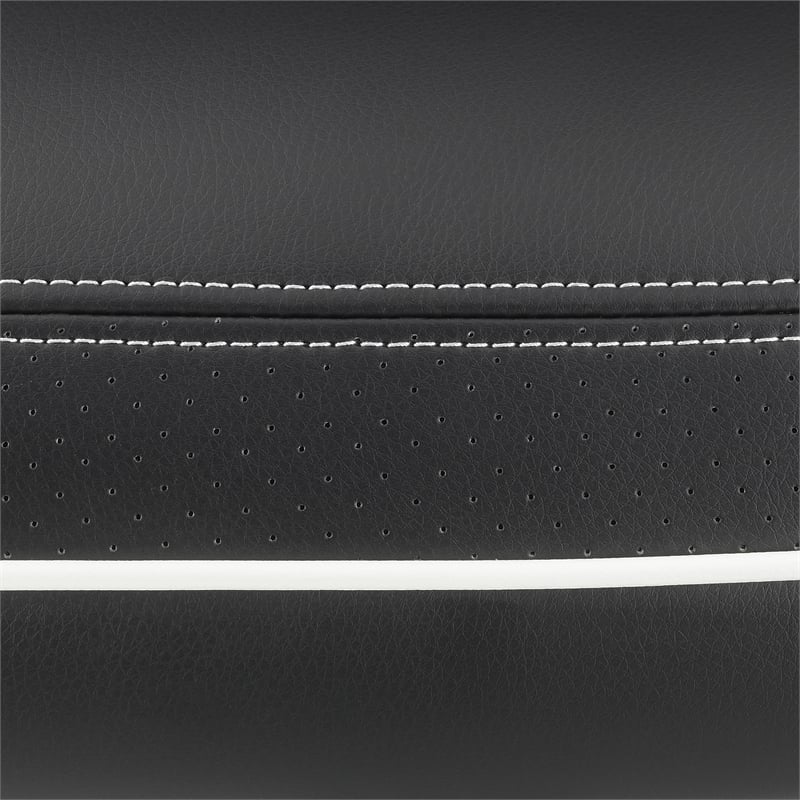 Pemberly Row Modern Chair Black Bonded Leather with White Accents