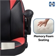 Pemberly Row Gamer Black/Red Faux Leather Office Chair with Fabric Upholstery