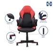Pemberly Row Gamer Black/Red Faux Leather Office Chair with Fabric Upholstery