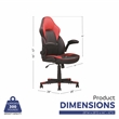 Pemberly Row Gamer Black/Red Faux Leather Office Chair with Fabric Upholstery