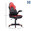 Pemberly Row Gamer Black/Red Faux Leather Office Chair with Fabric Upholstery
