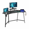 Pemberly Row Gaming Desk with Shelf & Accessory Holders Black