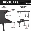 Pemberly Row Gaming Desk with Shelf & Accessory Holders Black