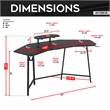 Pemberly Row Gaming Desk with Shelf & Accessory Holders Black