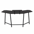 Pemberly Row Gaming Desk with Shelf & Accessory Holders Black