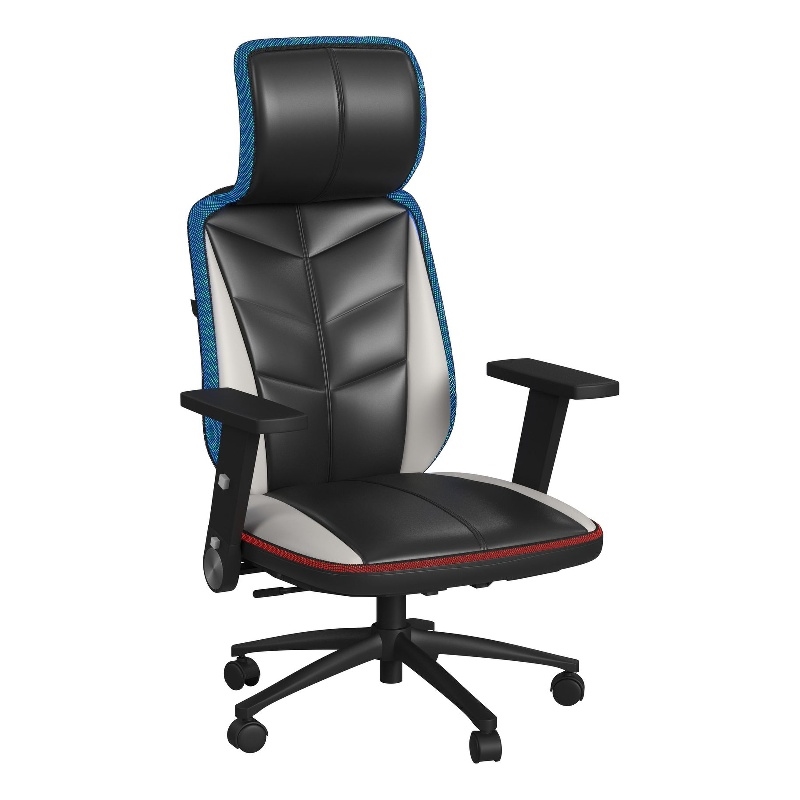 Pemberly Row Modern Gaming Chair with LED and Speaker in Khaki