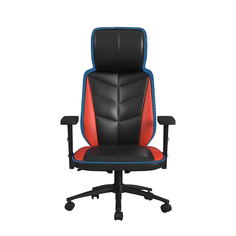 Pemberly Row Modern Gaming Chair with LED and Speaker in Red
