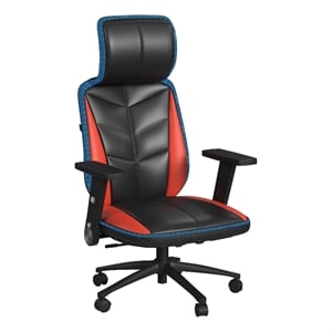 Pemberly Row Modern Gaming Chair with LED and Speaker in Red
