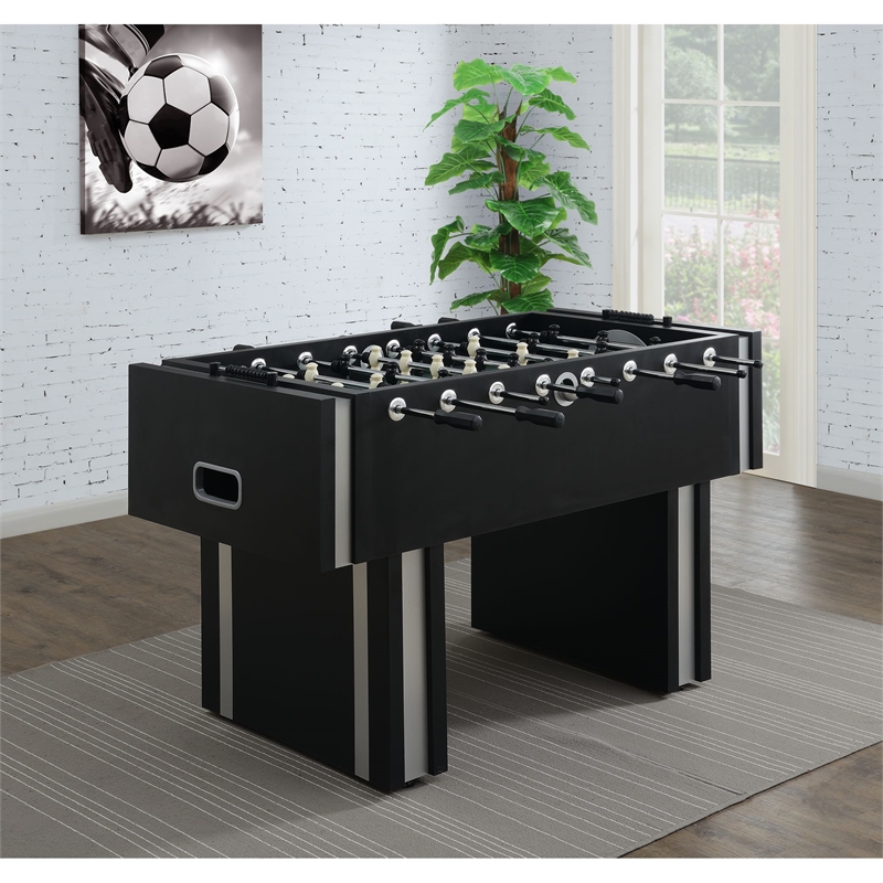 Pemberly Row Contemporary Wood Foosball Table in Black Finish