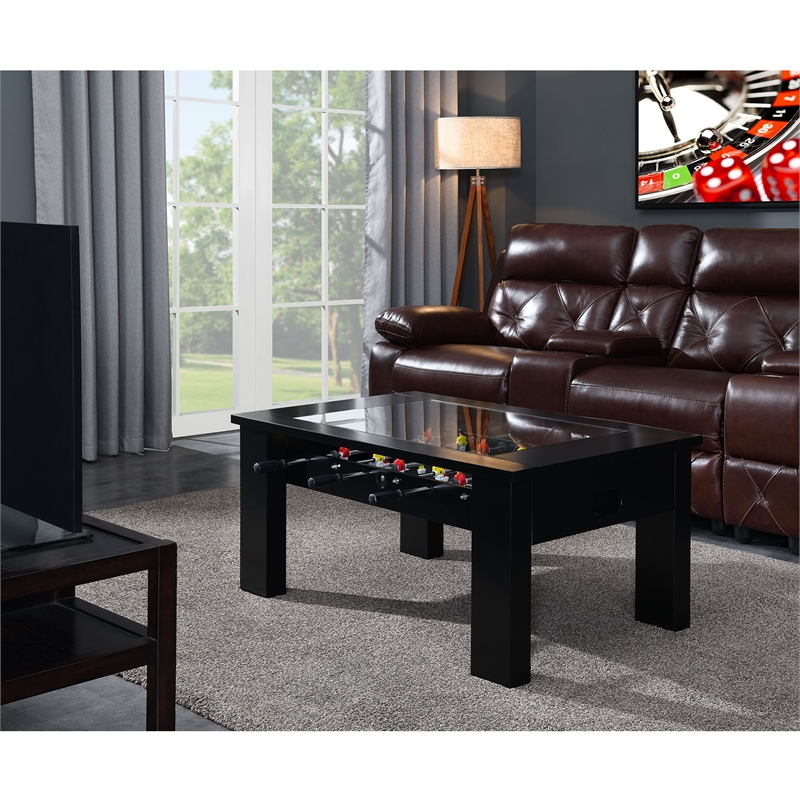 Pemberly Row Transitional Wood Foosball Gaming Table in Black